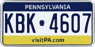 PA license plate KBK4607