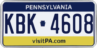 PA license plate KBK4608