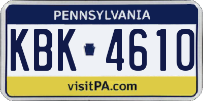 PA license plate KBK4610