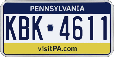 PA license plate KBK4611