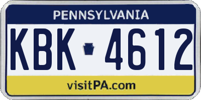 PA license plate KBK4612
