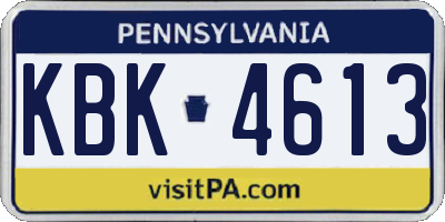 PA license plate KBK4613