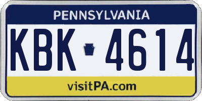 PA license plate KBK4614