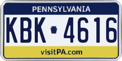 PA license plate KBK4616