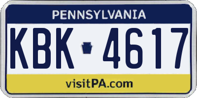 PA license plate KBK4617
