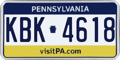 PA license plate KBK4618