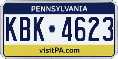 PA license plate KBK4623