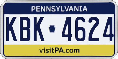 PA license plate KBK4624