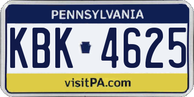 PA license plate KBK4625