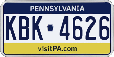 PA license plate KBK4626