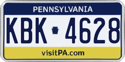 PA license plate KBK4628