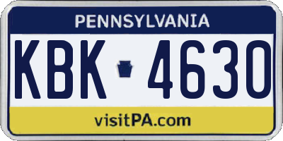 PA license plate KBK4630