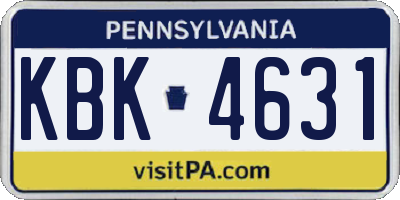 PA license plate KBK4631