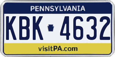 PA license plate KBK4632