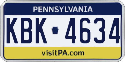 PA license plate KBK4634
