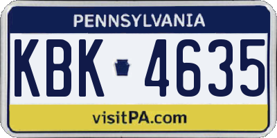 PA license plate KBK4635