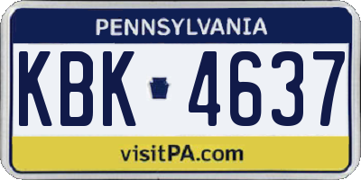 PA license plate KBK4637