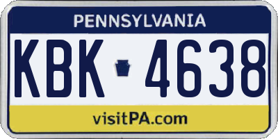 PA license plate KBK4638