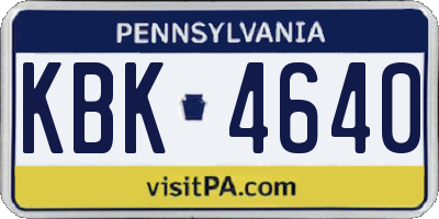 PA license plate KBK4640