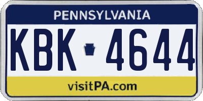 PA license plate KBK4644