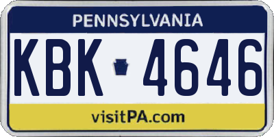 PA license plate KBK4646