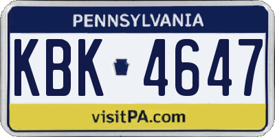 PA license plate KBK4647