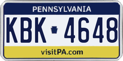 PA license plate KBK4648