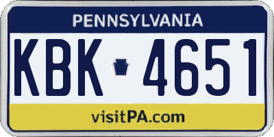 PA license plate KBK4651