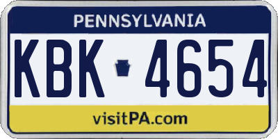 PA license plate KBK4654
