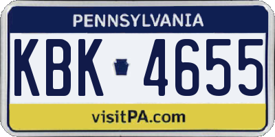 PA license plate KBK4655