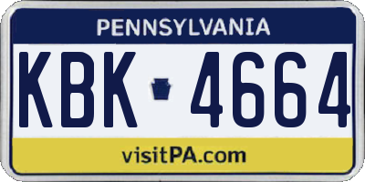 PA license plate KBK4664