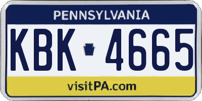 PA license plate KBK4665