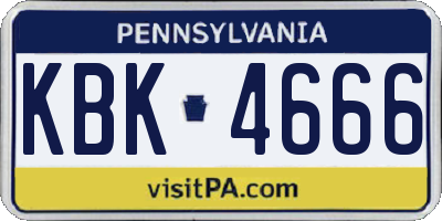 PA license plate KBK4666