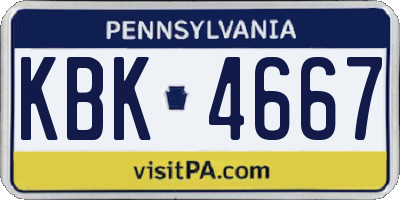 PA license plate KBK4667