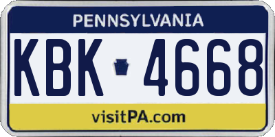 PA license plate KBK4668