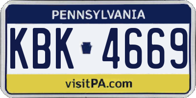 PA license plate KBK4669