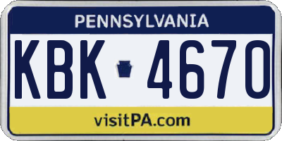 PA license plate KBK4670