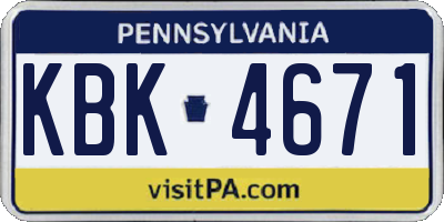 PA license plate KBK4671