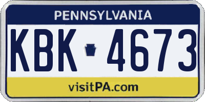 PA license plate KBK4673