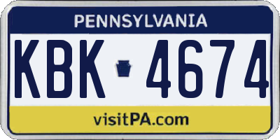 PA license plate KBK4674