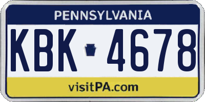 PA license plate KBK4678