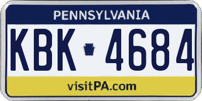 PA license plate KBK4684