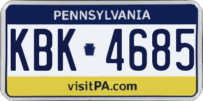 PA license plate KBK4685