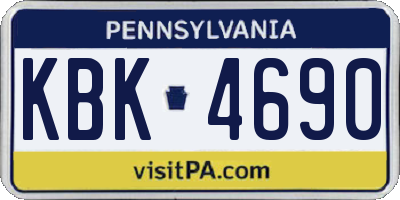 PA license plate KBK4690