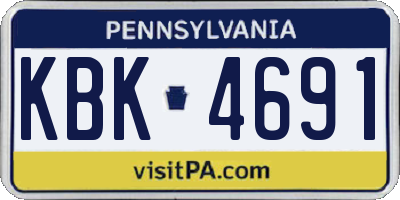 PA license plate KBK4691