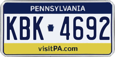 PA license plate KBK4692