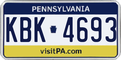 PA license plate KBK4693