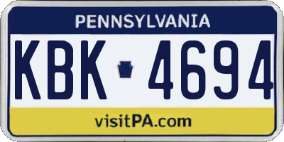 PA license plate KBK4694