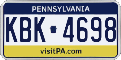 PA license plate KBK4698