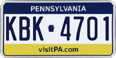 PA license plate KBK4701